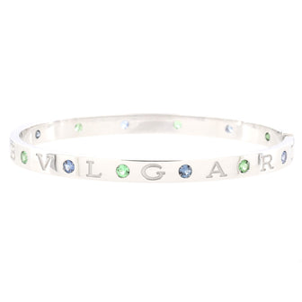 Bvlgari Roman Sorbets Bangle Bracelet 18K White Gold with Sapphires and Tsavorite Garnets