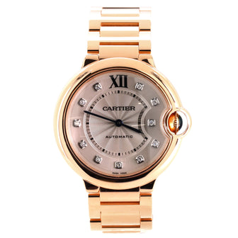 Cartier Ballon Bleu de Cartier Automatic Watch Rose Gold with Diamond Markers 36