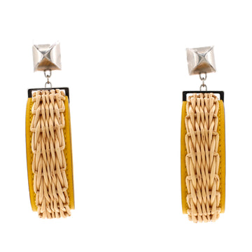 Hermes Medor Picnic Earrings Leather and Wicker with Metal