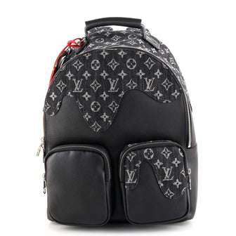 Louis Vuitton Backpack Multipocket Black Monogram Denim And