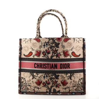 Christian Dior Book Tote Embroidered Canvas Large