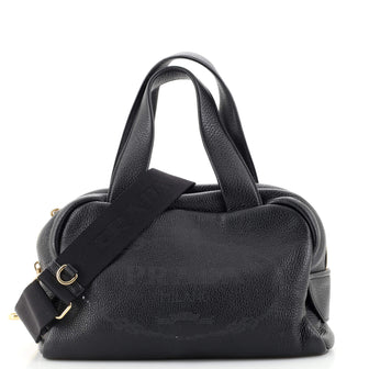 Prada Logo Convertible Bowler Bag Perforated Leather Medium