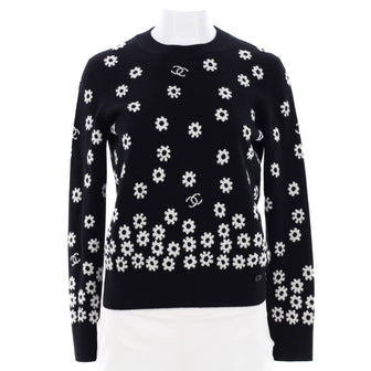 Chanel Women's Daisy CC Crewneck Sweater Cashmere Blend