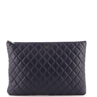 Chanel CC Casino O Case Clutch Quilted Lambskin Large