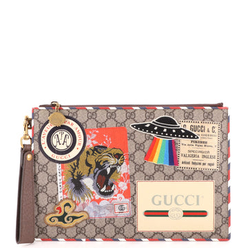 Gucci Courrier Pouch GG Coated Canvas with Applique