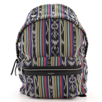 Saint Laurent City Backpack Striped Canvas Medium