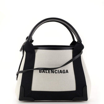 Balenciaga Navy Cabas Canvas and Leather XS