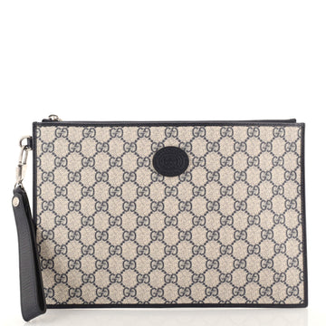 Gucci Interlocking G Wristlet Zip Pouch GG Coated Canvas