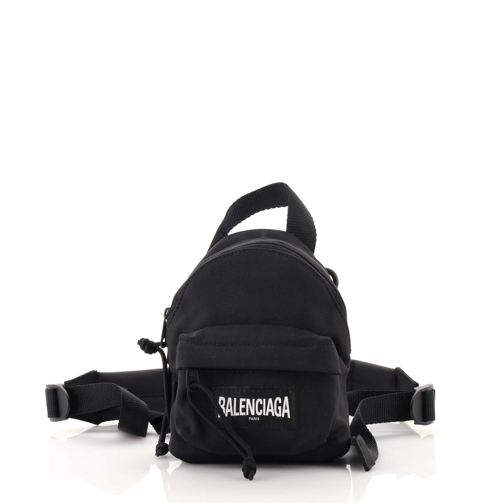 Balenciaga Black Nylon Oversized Mini Backpack Crossbody Bag