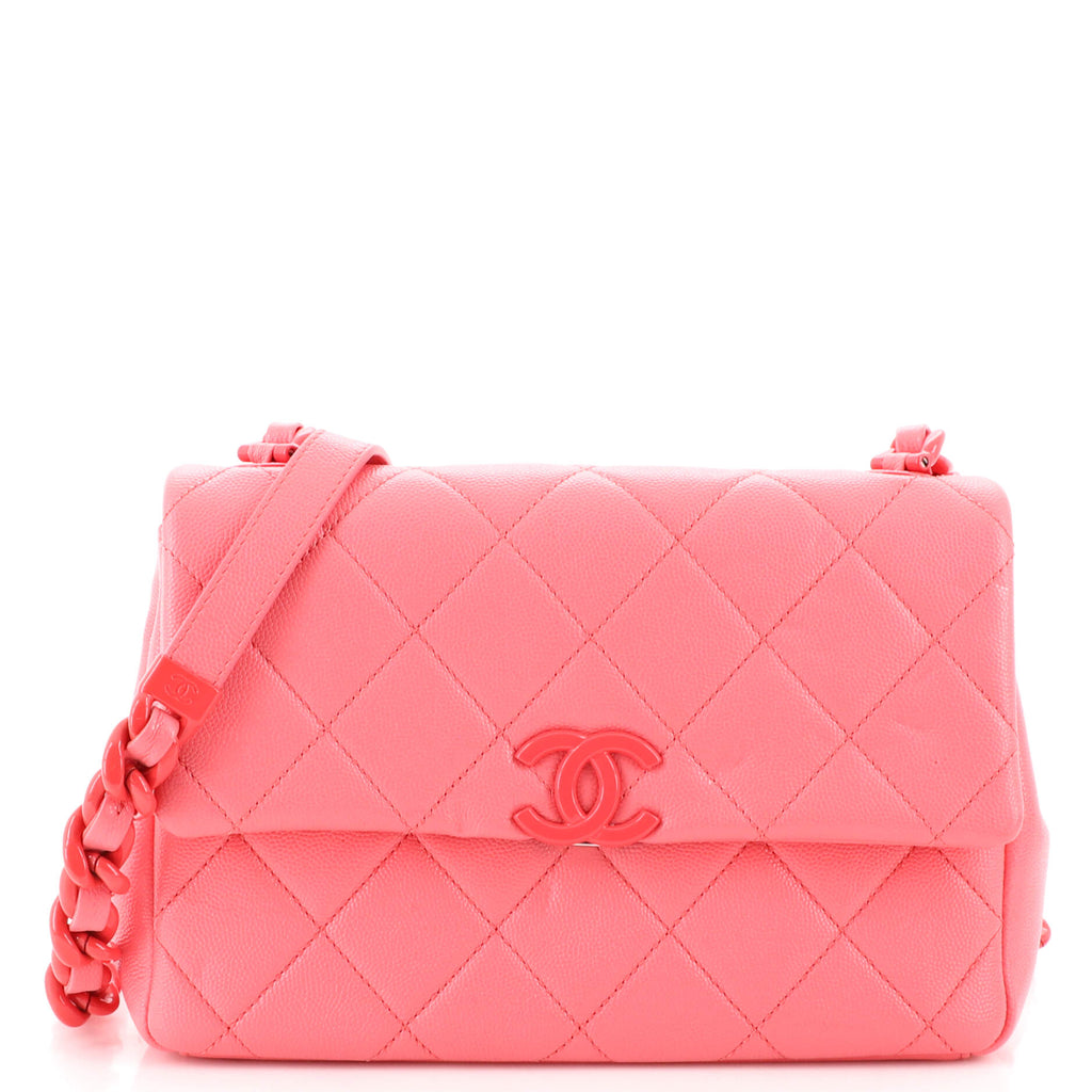Chanel My Everything Flap Bag Quilted Caviar Medium Pink 187058316
