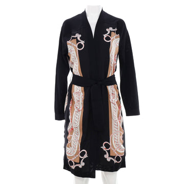 Hermes Women's Twillaine Long Cardigan Printed Silk with Knit Silk