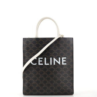 Celine Vertical Cabas Tote Triomphe Coated Canvas Small