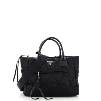 Prada Bomber Convertible Tote Quilted Tessuto Small