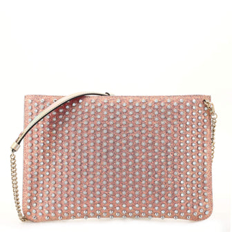 Christian Louboutin Loubiposh Clutch Spiked Glitter Patent