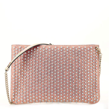 Christian Louboutin Loubiposh Clutch Spiked Glitter Patent