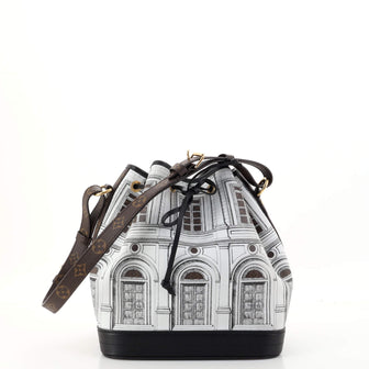 Louis Vuitton Noe Handbag Limited Edition Fornasetti Architettura Print Leather and Monogram Canvas MM