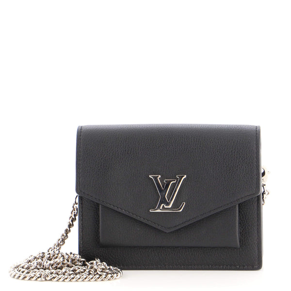 LOUIS VUITTON Mylockme Compact Leather Wallet Black