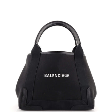 Balenciaga Navy Cabas Canvas with Leather Small