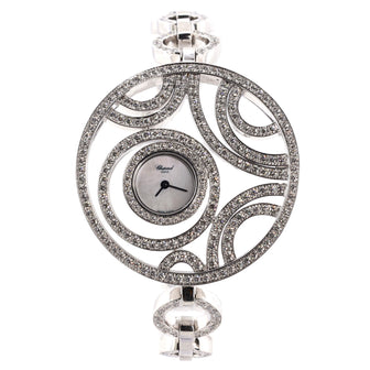 Chopard Happy Spirit Round Quartz Watch White Gold with Diamond Bezel and Bracelet and Mother of Pearl 40