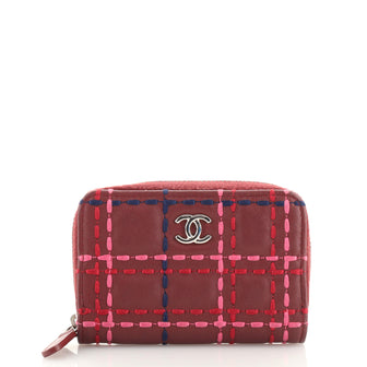 Chanel CC Zip Coin Purse Stitched Lambskin