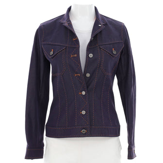 Hermes Women's Double Pocket Button Up Jacket Denim