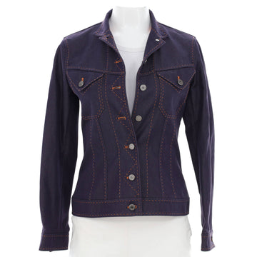 Hermes Women's Double Pocket Button Up Jacket Denim