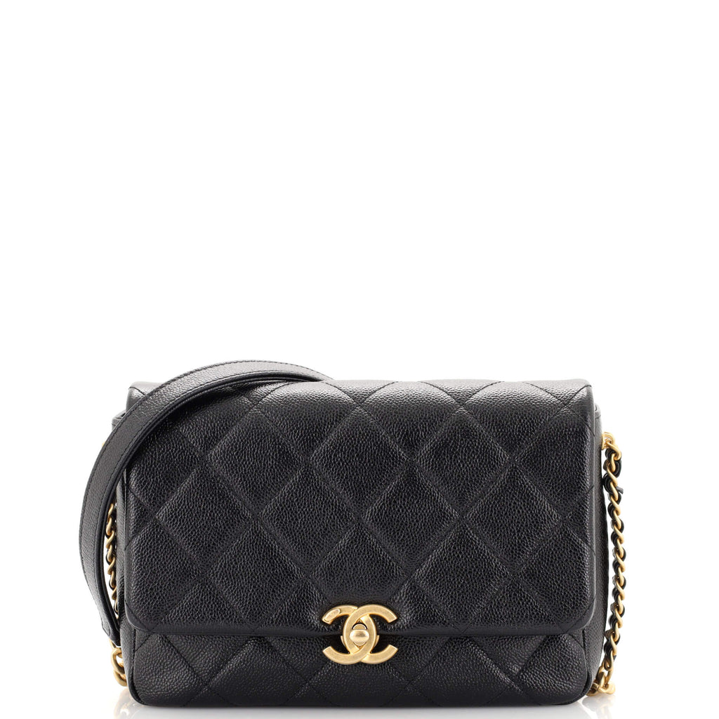 Chanel Chain Melody Flap Bag Quilted Caviar Small Black 18706011