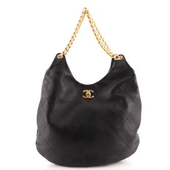 Chanel CC Turnlock Curved Chain Hobo Stitched Calfskin Maxi