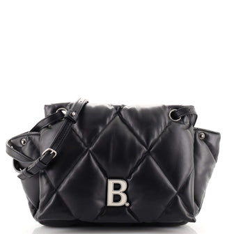 Balenciaga Touch Shoulder Bag Quilted Puffy Leather Medium Black