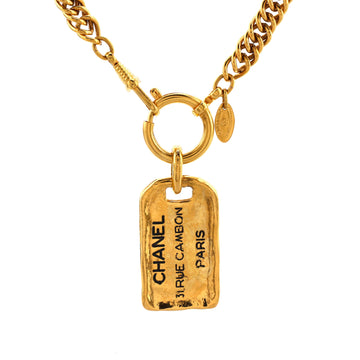 Chanel Vintage CC Dog Tag Pendant Necklace Metal