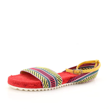 Hermes Women's Flat Ankle Espadrille Sandals Cavale Canvas