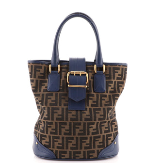 Fendi Vintage Buckle Bucket Bag Zucca Canvas Medium
