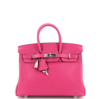 Hermes Birkin Handbag Pink Swift with Palladium Hardware 25