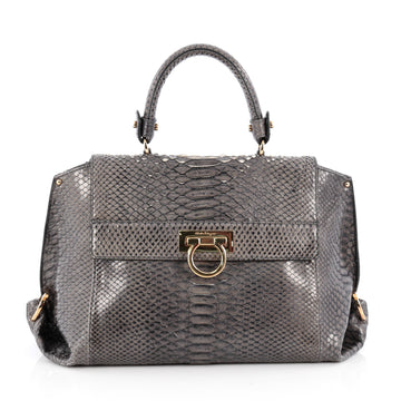 Salvatore Ferragamo Sofia Satchel Python Medium Gray 1870901