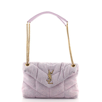 Saint Laurent LouLou Puffer Shoulder Bag Quilted Vintage Denim Small