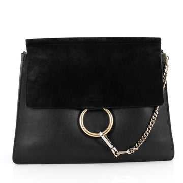 Chloe Faye Shoulder Bag Leather and Suede Medium Black