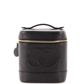 Chanel Vintage Timeless Cosmetic Case Caviar Tall