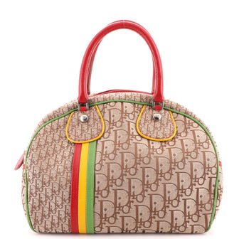 Christian Dior Vintage Rasta Bowler Bag Diorissimo Canvas