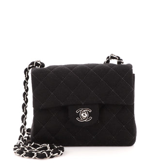 Chanel Vintage Square Classic Single Flap Bag Quilted Jersey Mini