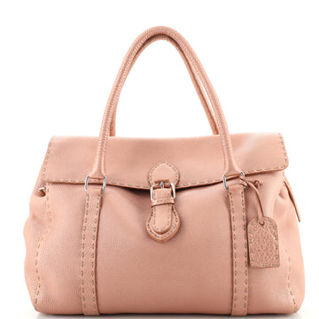 Fendi Selleria Linda Satchel Pebbled Leather Large