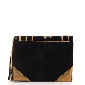 Chanel Book Clutch Quilted Suede
