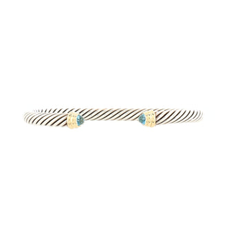 David Yurman Cable Classic Bracelet Sterling Silver with 14K Yellow Gold and Topaz 5mm