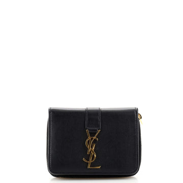 Saint Laurent Line Zip Wallet Leather Compact