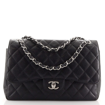 Chanel Classic Double Flap Bag Quilted Caviar Jumbo