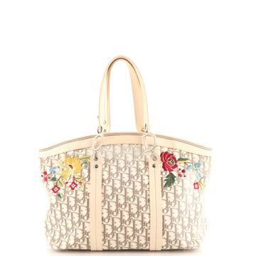 Christian Dior Vintage Tote Embroidered Diorissimo Canvas Large