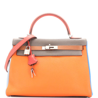 Hermes Kelly Handbag Arlequin Clemence 32