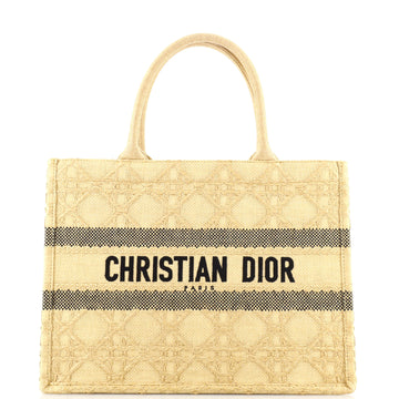 Christian Dior Book Tote Cannage Embroidered Raffia Medium