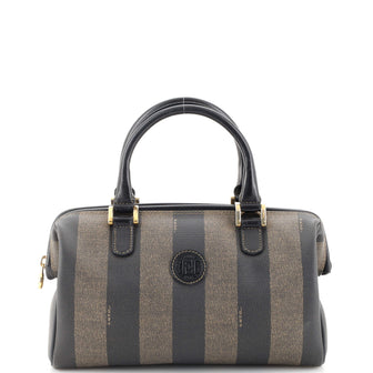 Fendi Vintage Pequin Convertible Boston Bag Coated Canvas Small