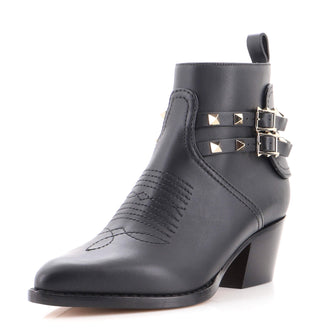 Valentino Garavani Women's Rockstud Cowboy Ankle Boots Leather