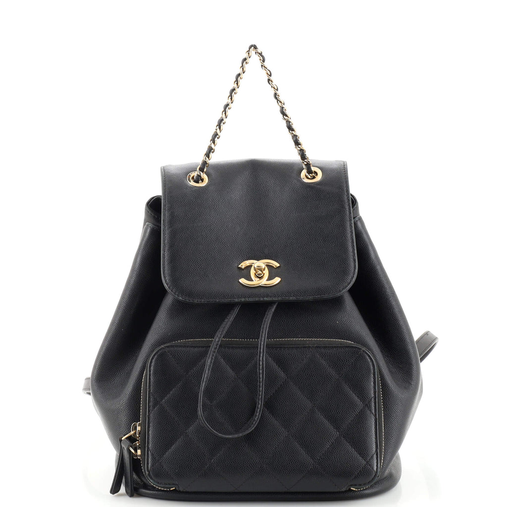 Chanel Beige Quilted Caviar Leather Business Affinity Backpack Chanel